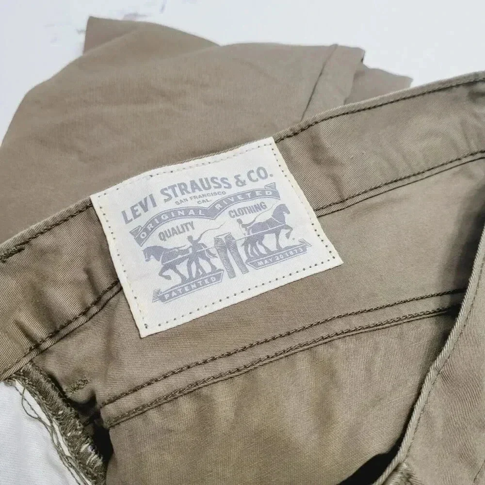 Levis Mens Khaki Straight Fit Chino Pants W36 L36 Cotton 20PT